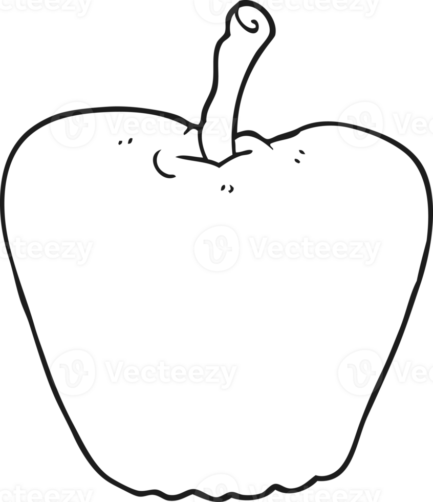 hand drawn black and white cartoon grinning apple png