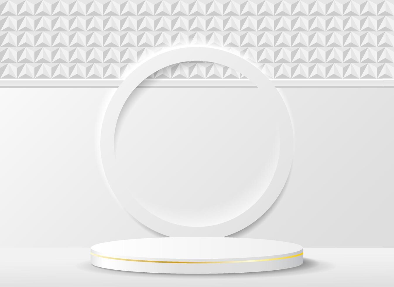 Abstract realistic 3D room white cylinder pedestal podium. Minimal scene and a round stage for product display and advertising. vector