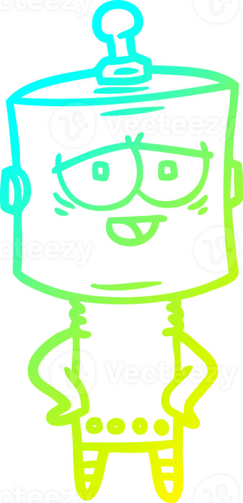 cold gradient line drawing of a cartoon robot png
