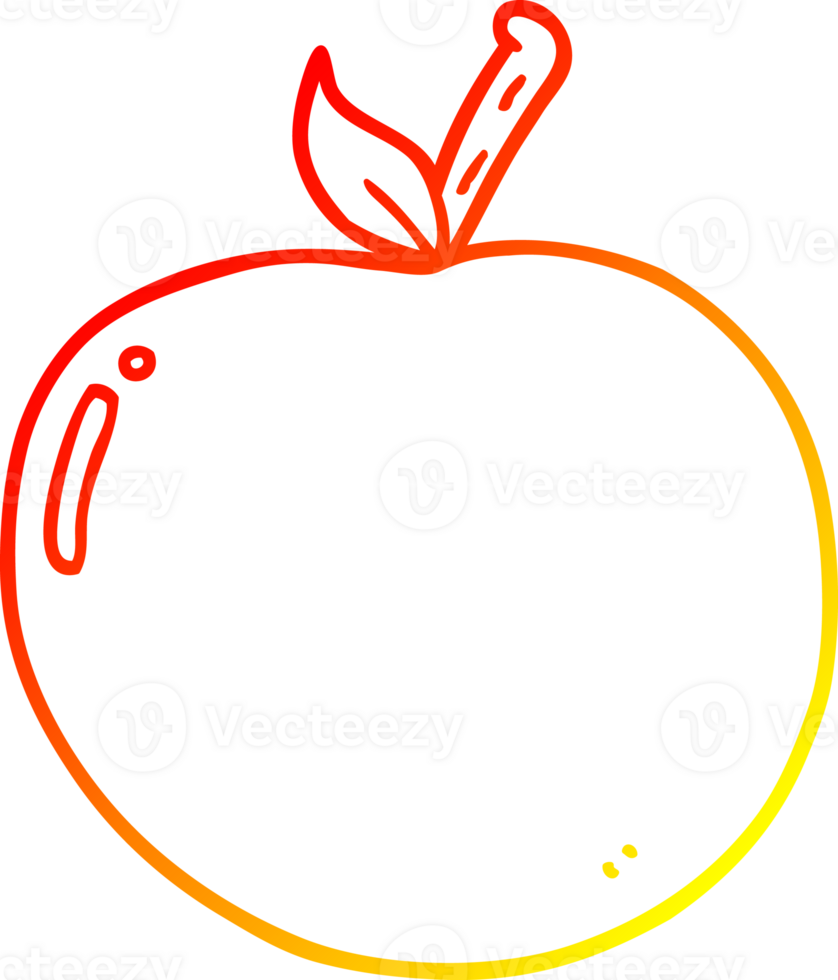 warm gradient line drawing of a cartoon apple png