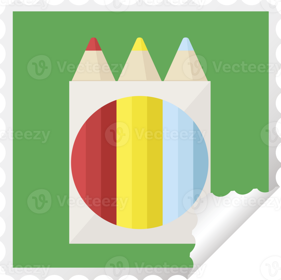 pack of coloring pencils graphic square sticker stamp png