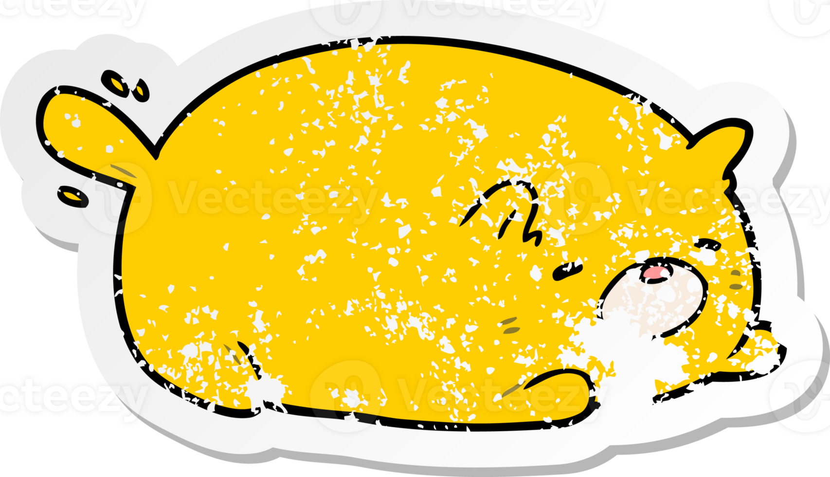 distressed sticker of a cartoon cat png