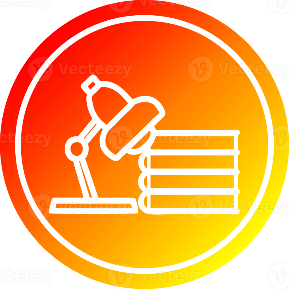 lamp and study books circular icon with warm gradient finish png