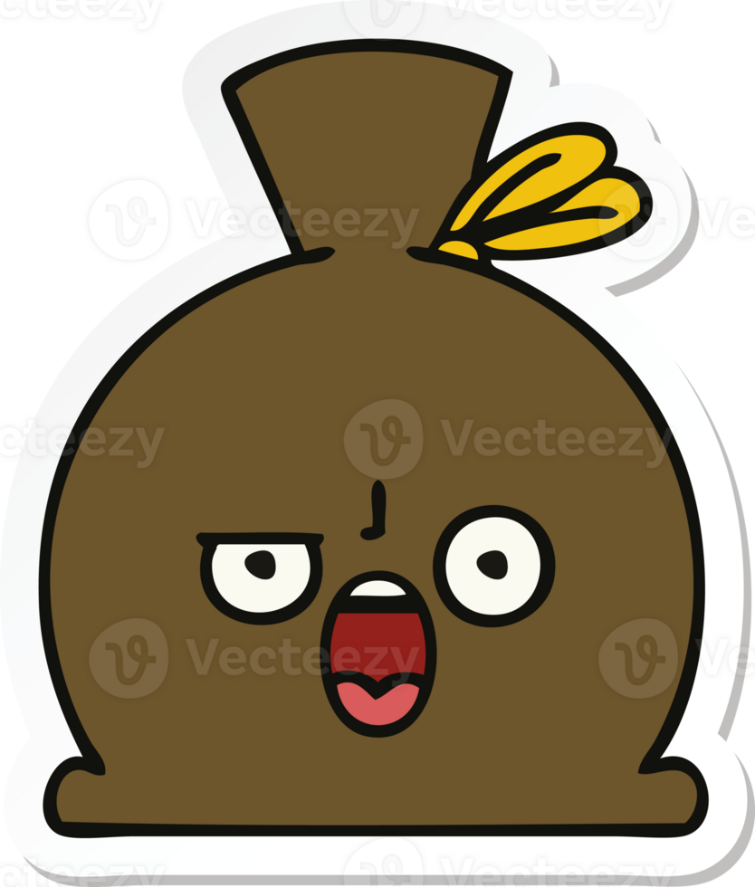 sticker of a cute cartoon sack png