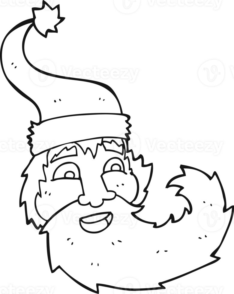 hand drawn black and white cartoon santa claus laughing png