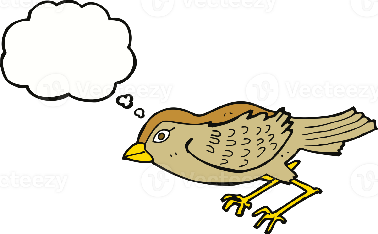 cartoon garden bird with thought bubble png