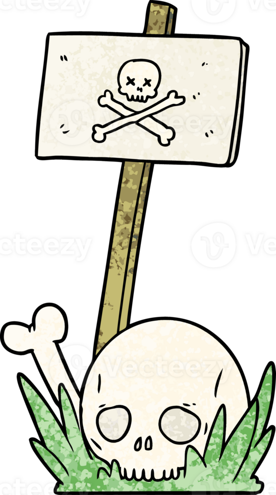 cartoon skull bones and warning sign png