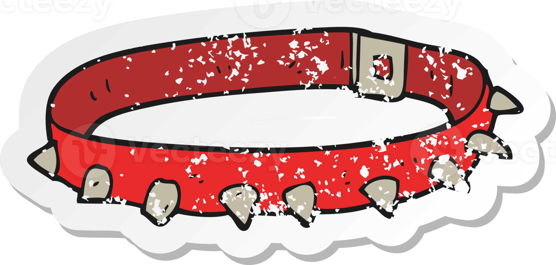 retro distressed sticker of a cartoon dog collar png