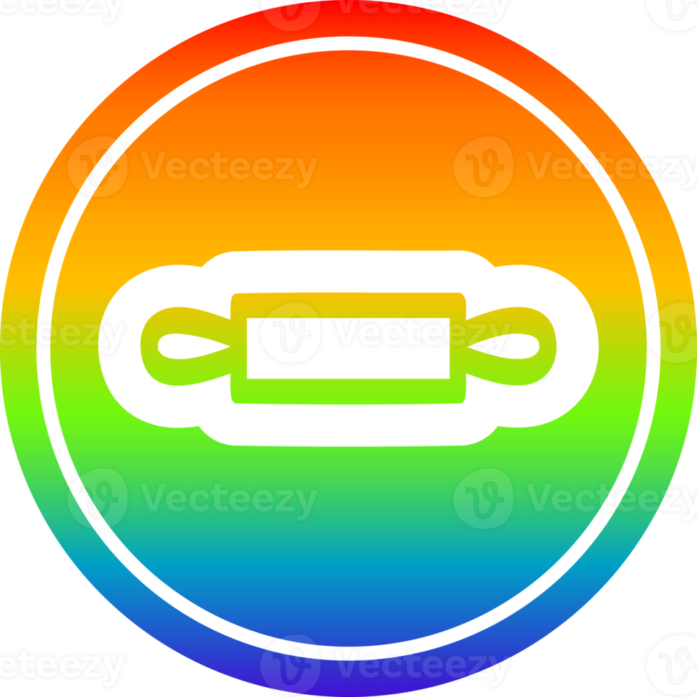 rolling pin circular icon with rainbow gradient finish png