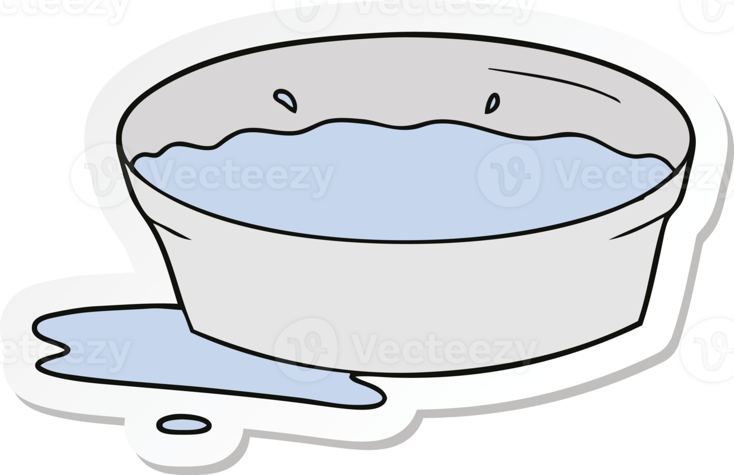 sticker of a cartoon dog water bowl png