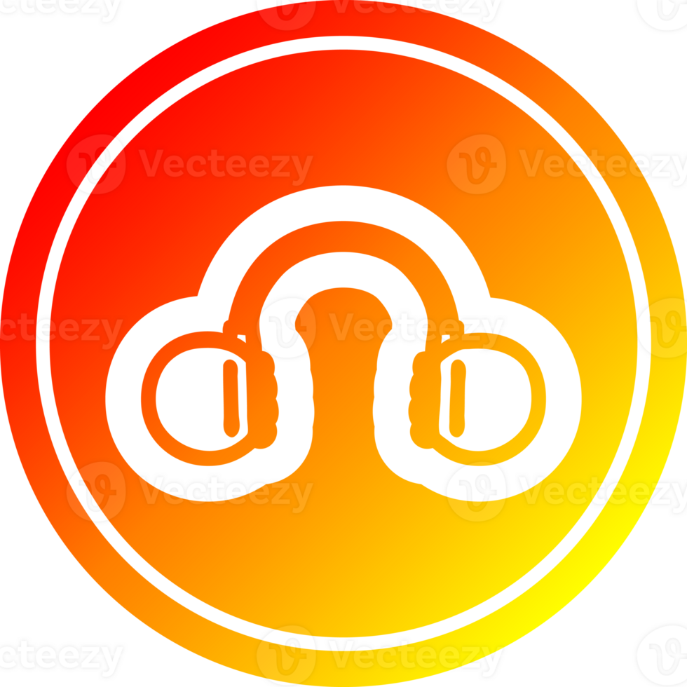 music headphones circular icon with warm gradient finish png