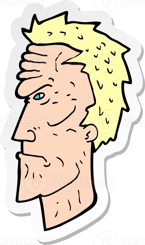 sticker of a cartoon angry face png
