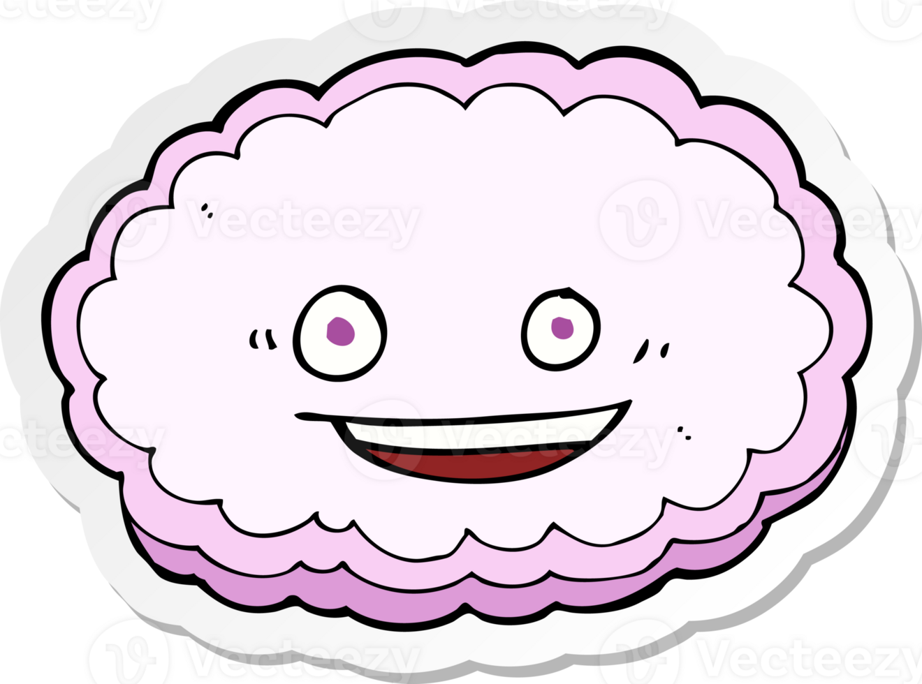 sticker of a cartoon happy pink cloud png