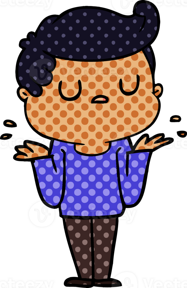 cartoon aloof man shrugging shoulders png