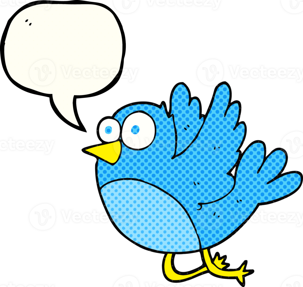 hand drawn comic book speech bubble cartoon bird png
