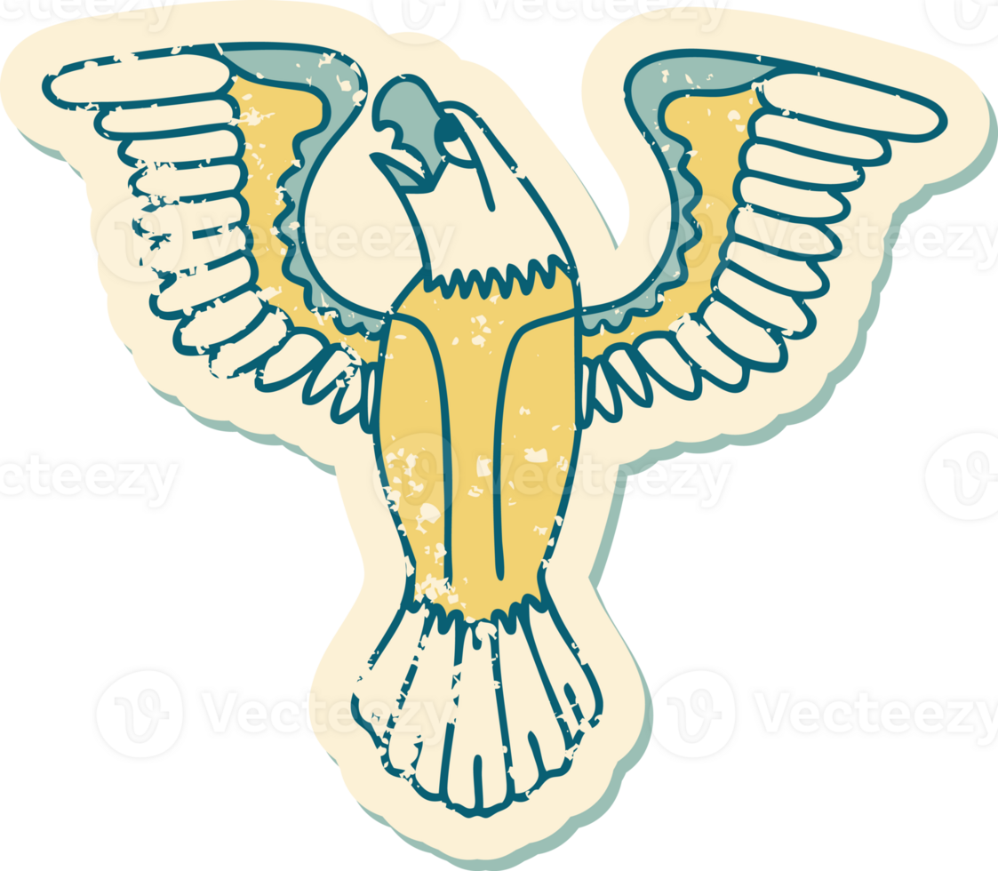 iconic distressed sticker tattoo style image of an american eagle png