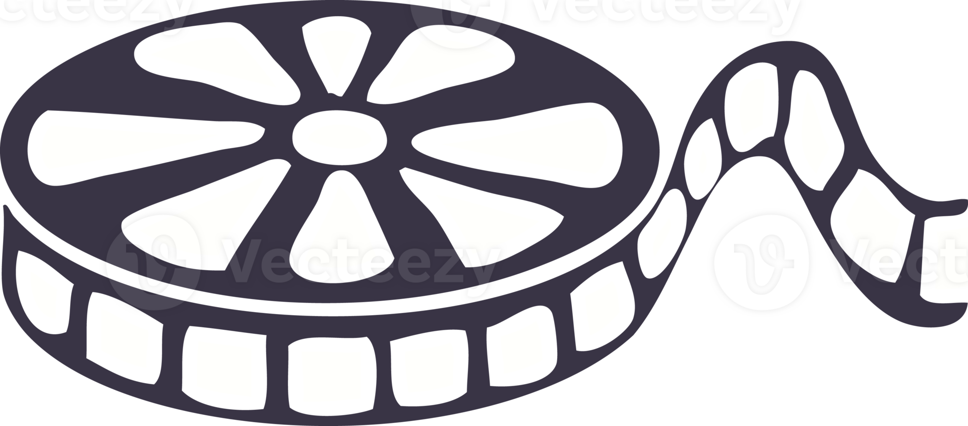 flat color retro cartoon of a film reel png