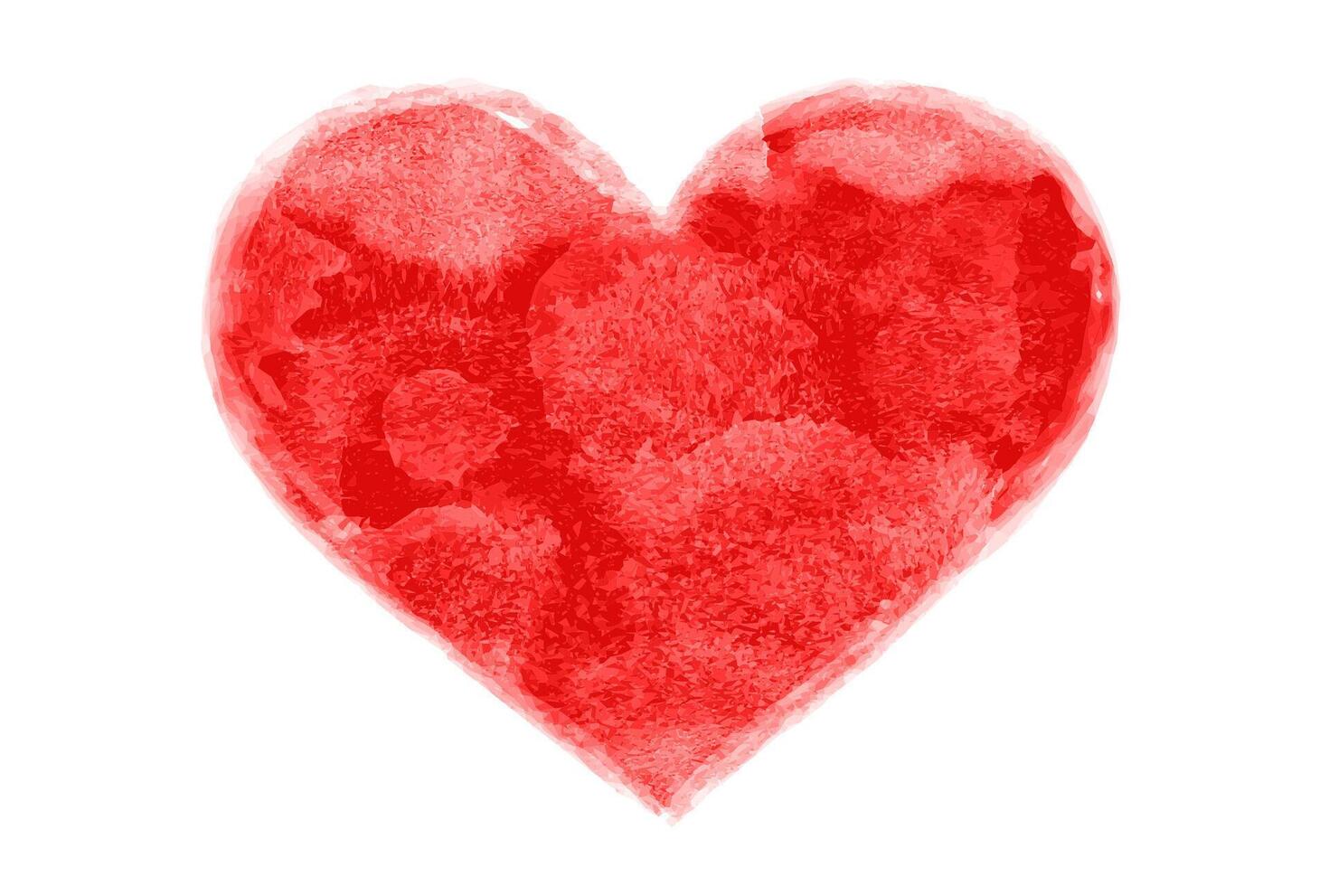Hand-drawn watercolor painted red heart shape vector