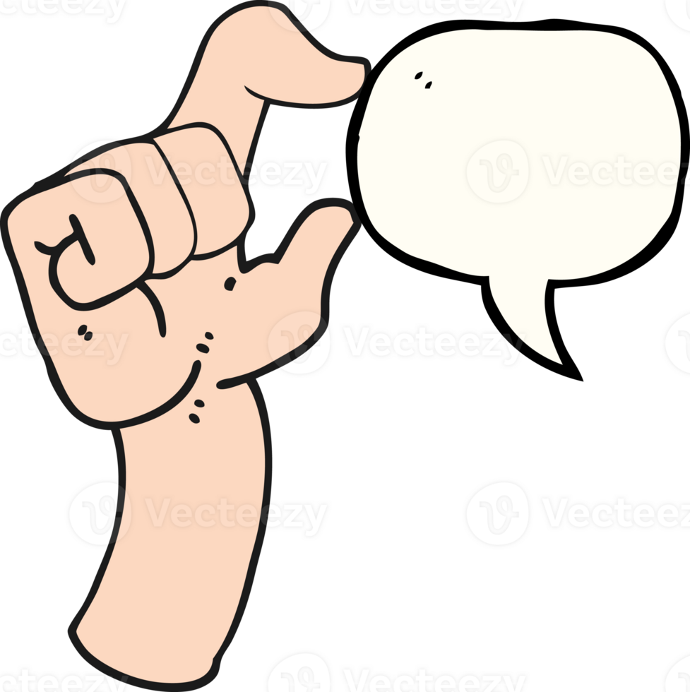 hand drawn speech bubble cartoon hand making smallness gesture png