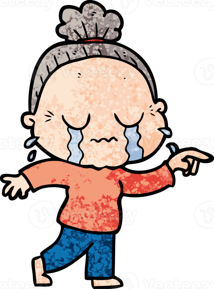 cartoon crying old lady png