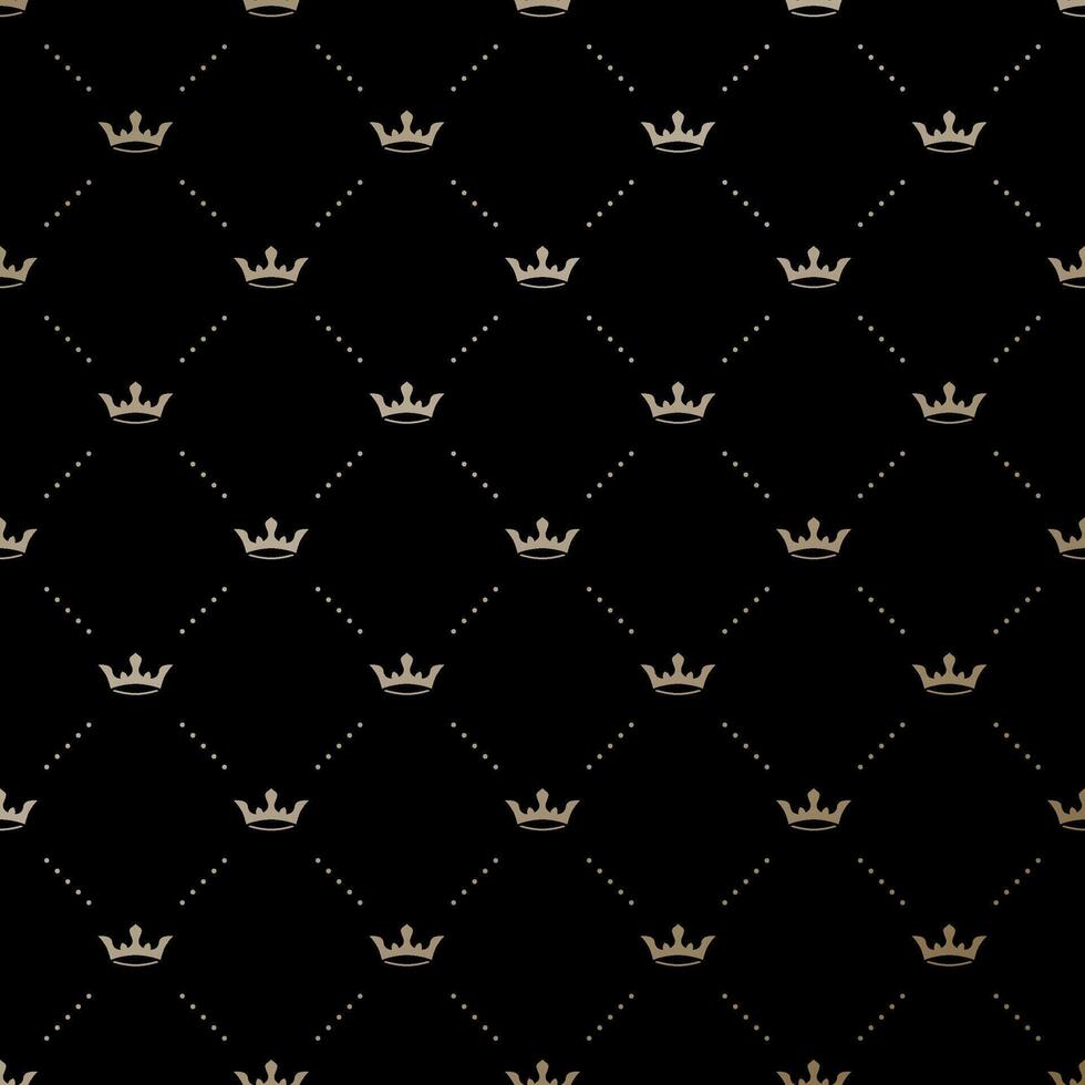 Seamless gold pattern with king crowns vector