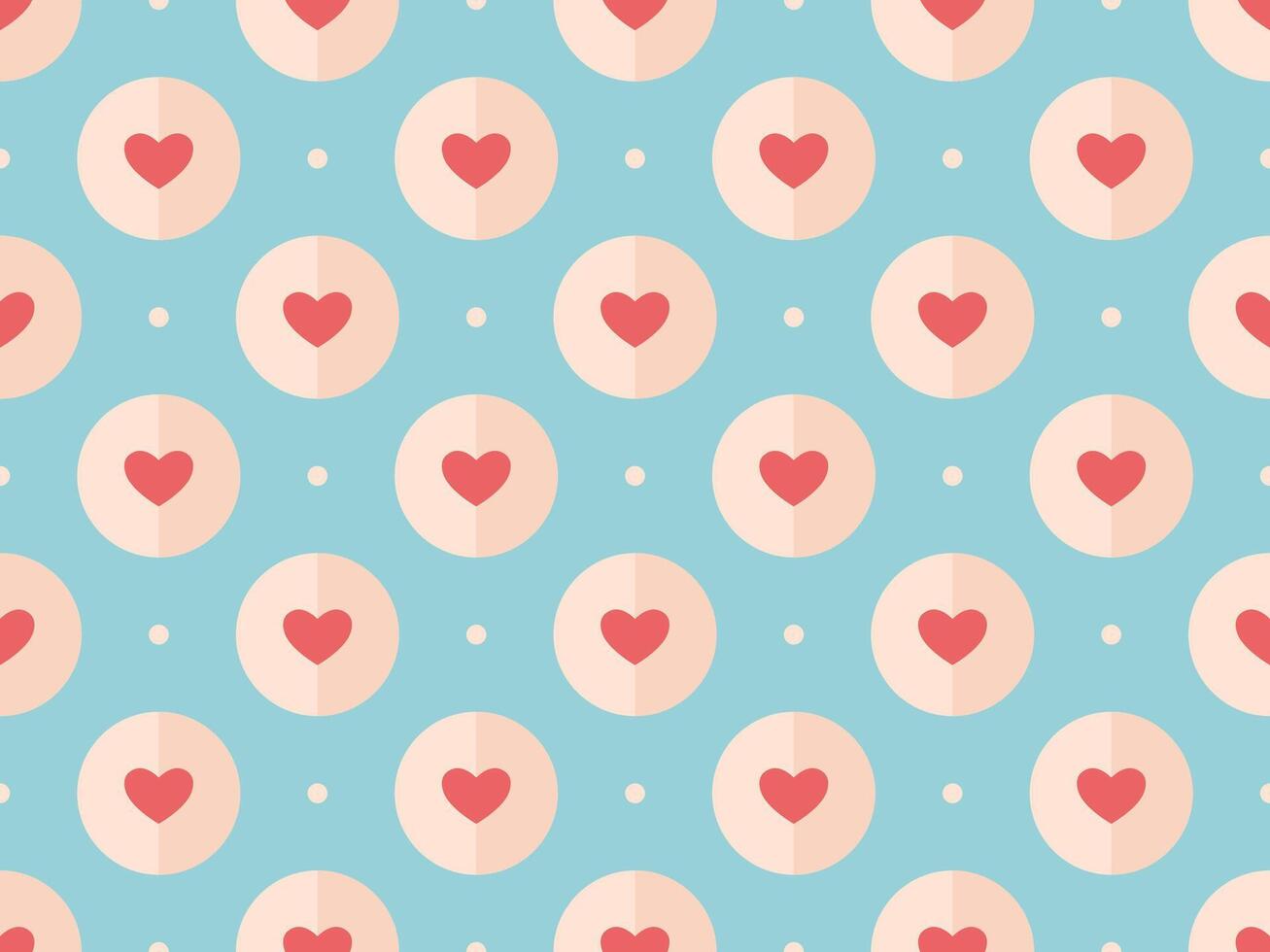 Seamless pattern of red hearts on a turquoise background vector
