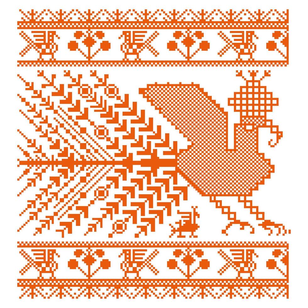 Russian old embroidery and patterns vector