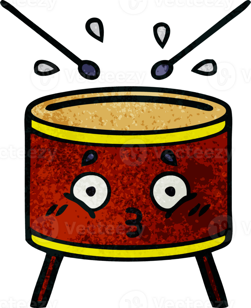 retro grunge texture cartoon of a drum png