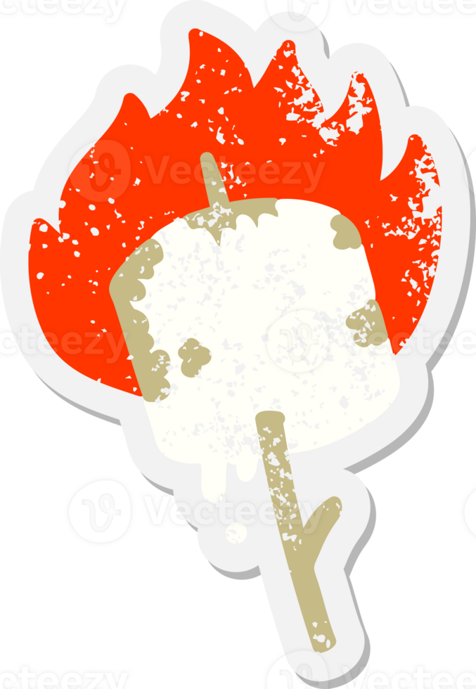 burning marshmallow on stick grunge sticker png