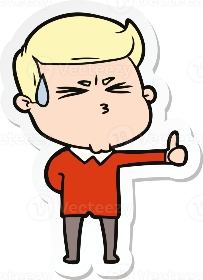 sticker of a cartoon man sweating png