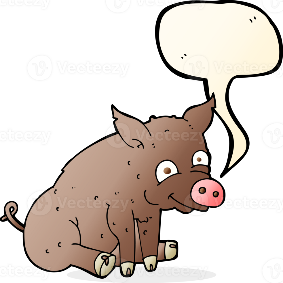 cartoon happy pig with speech bubble png