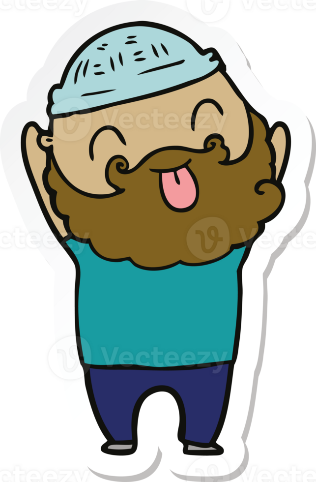 sticker of a man with beard sticking out tongue png