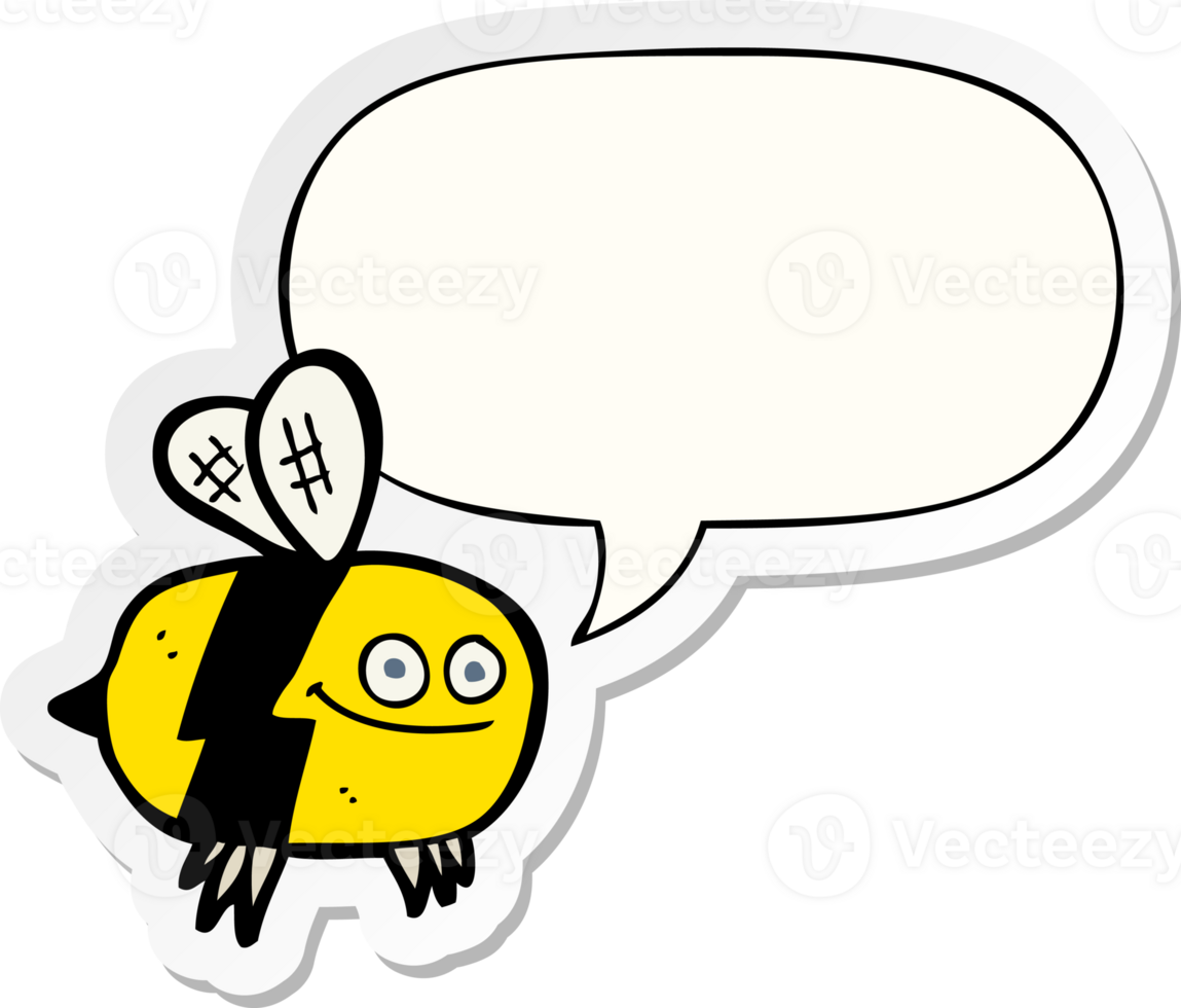 cartoon bee with speech bubble sticker png