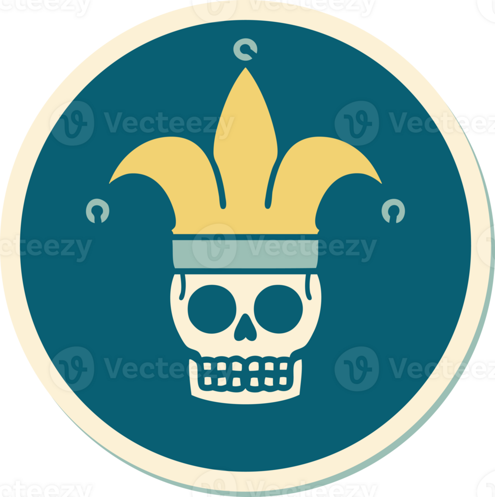 sticker of tattoo in traditional style of a skull jester png