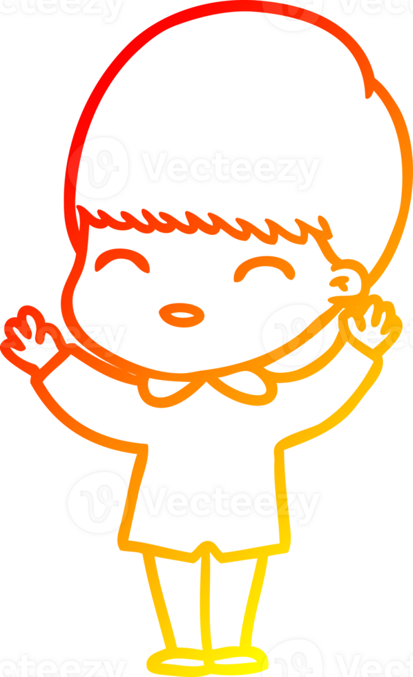 warm gradient line drawing of a happy cartoon boy png