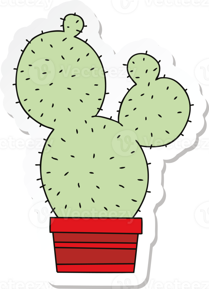 sticker of a quirky hand drawn cartoon cactus png
