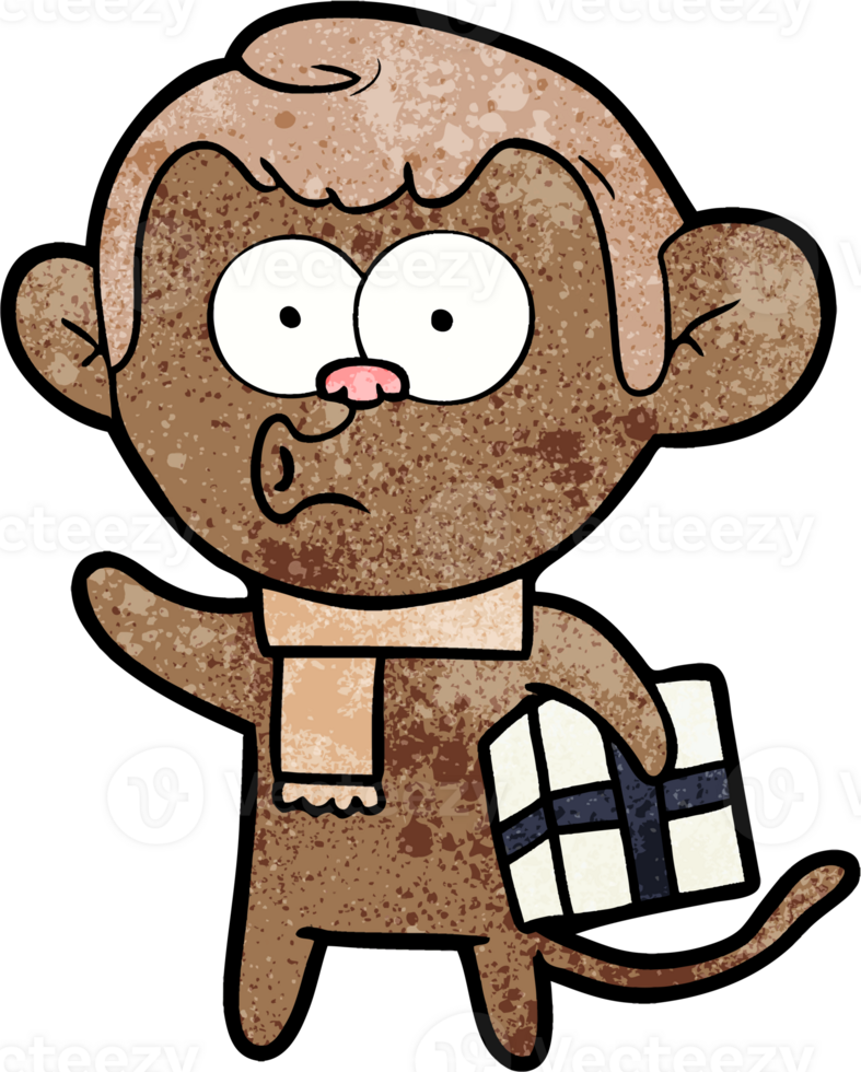 cartoon christmas monkey png