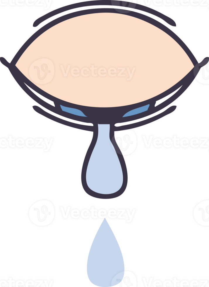 flat color retro cartoon of a crying eye png