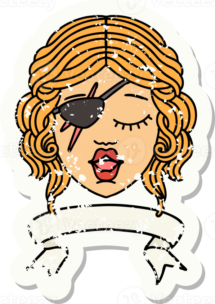Retro Tattoo Style human rogue character with banner png