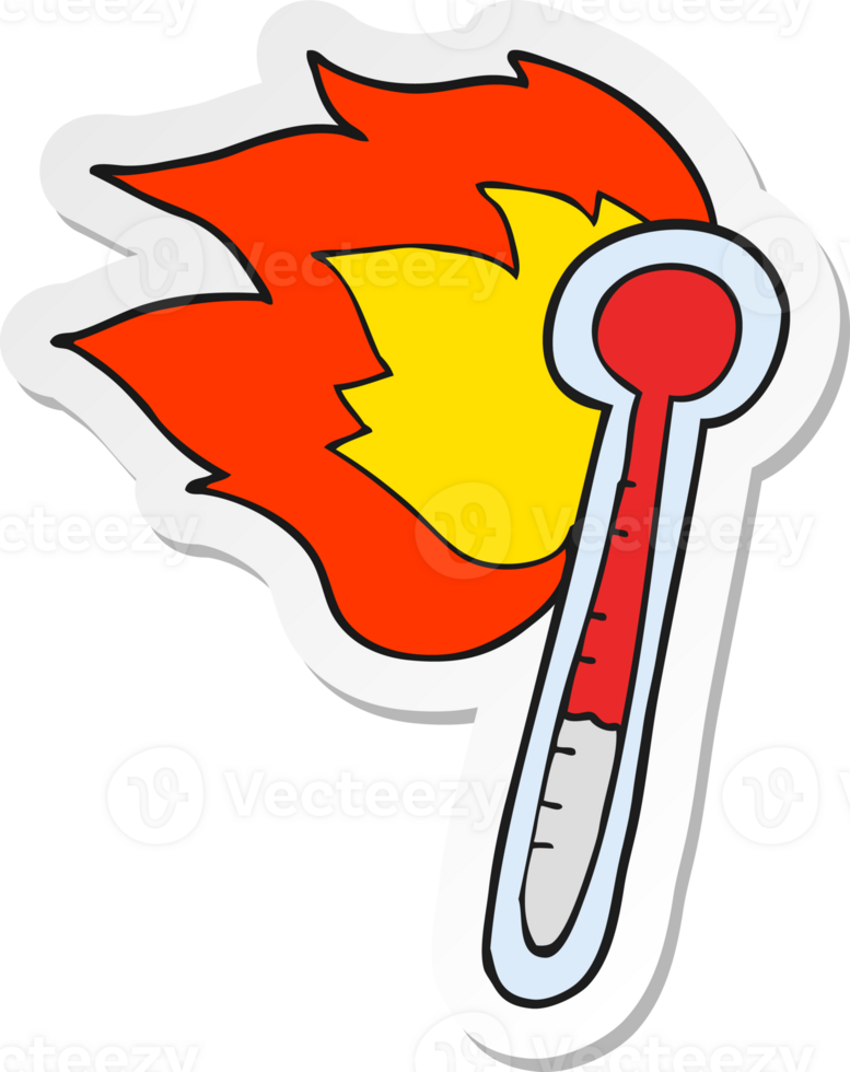 sticker of a cartoon temperature gauge getting too hot png