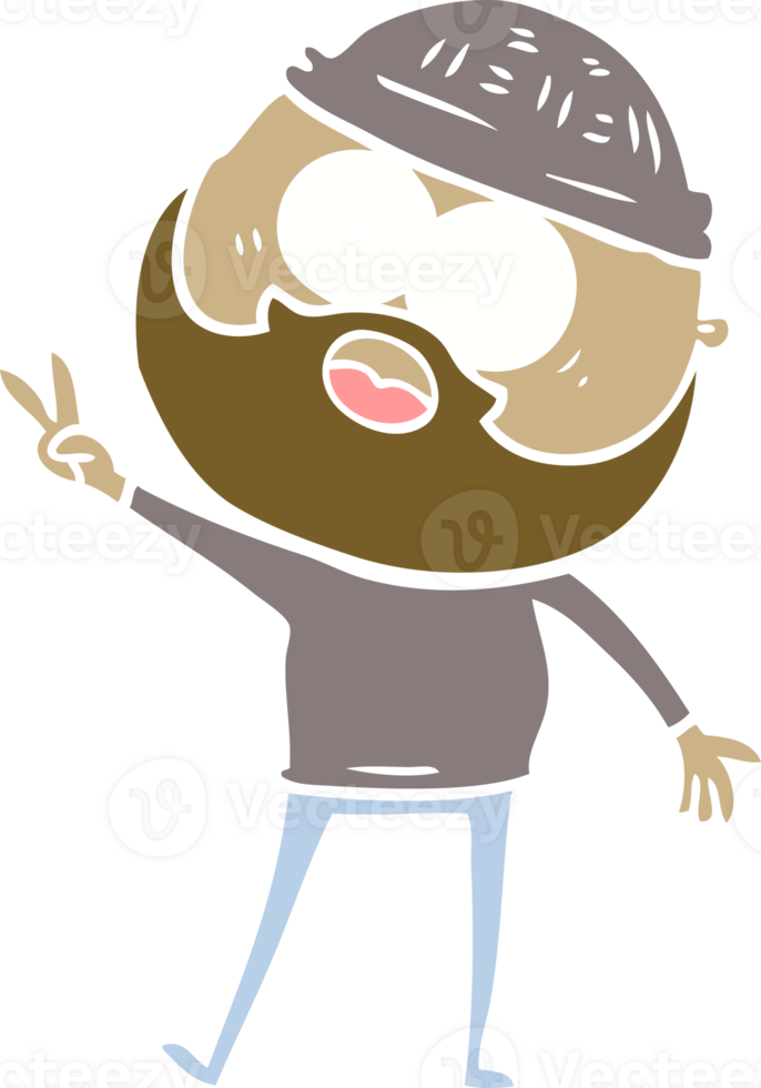 flat color style cartoon bearded man png