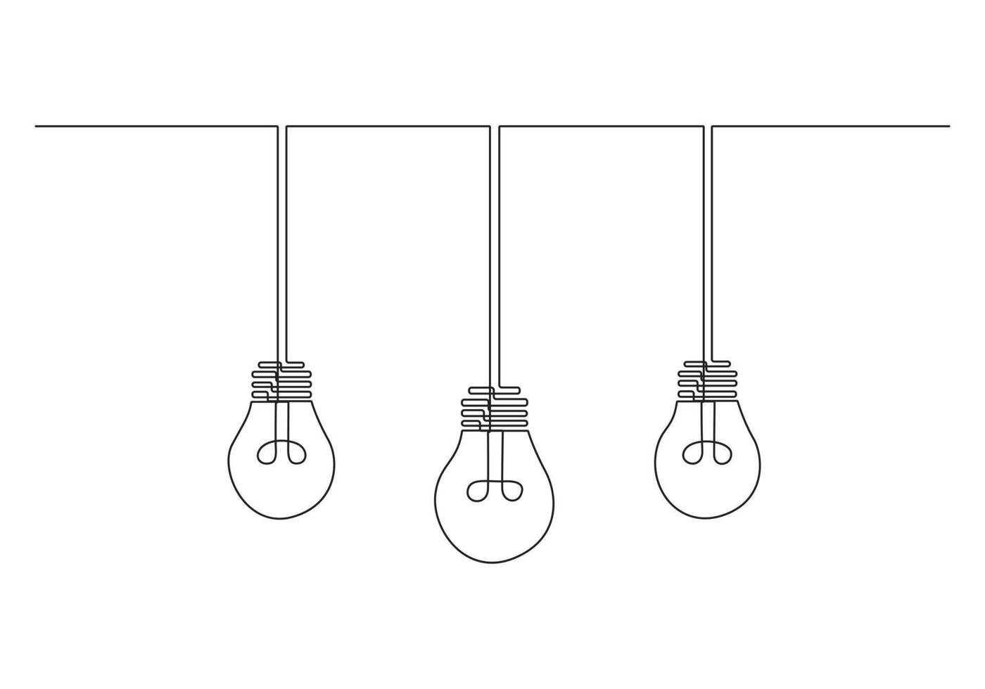 Continuous one line drawing of light bulbs swinging pro illustration vector