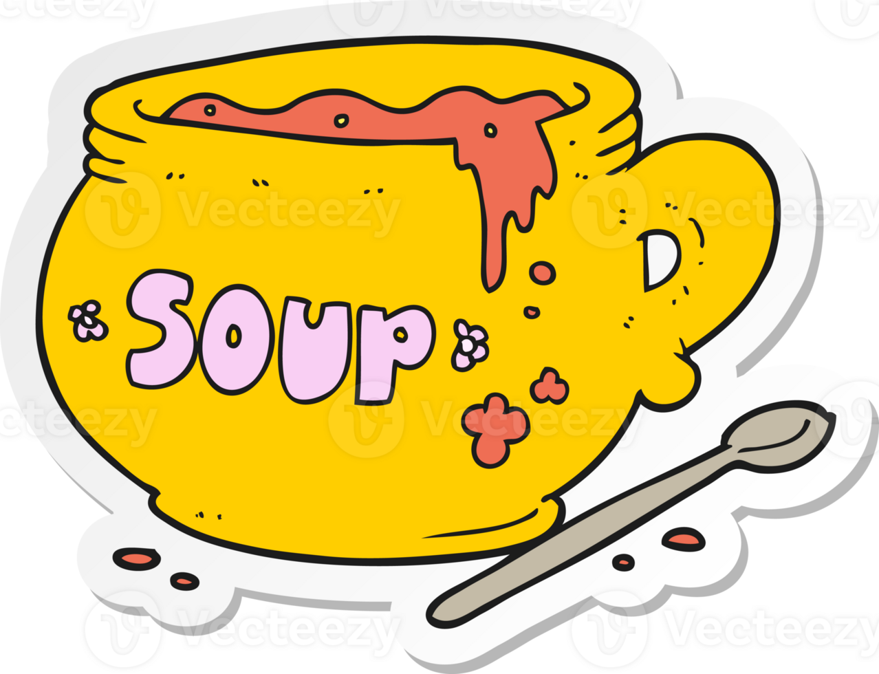 sticker of a cartoon bowl of soup png