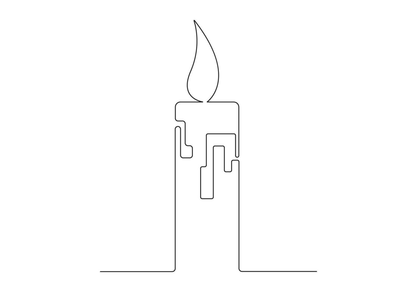Burning candle continuous one line drawing premium illustration vector
