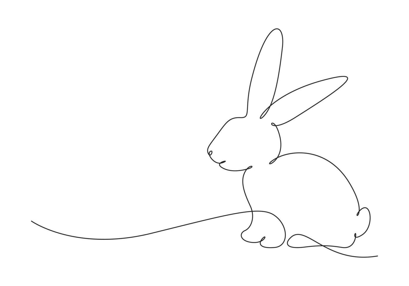 Rabbit continuous one line drawing premium illustration vector