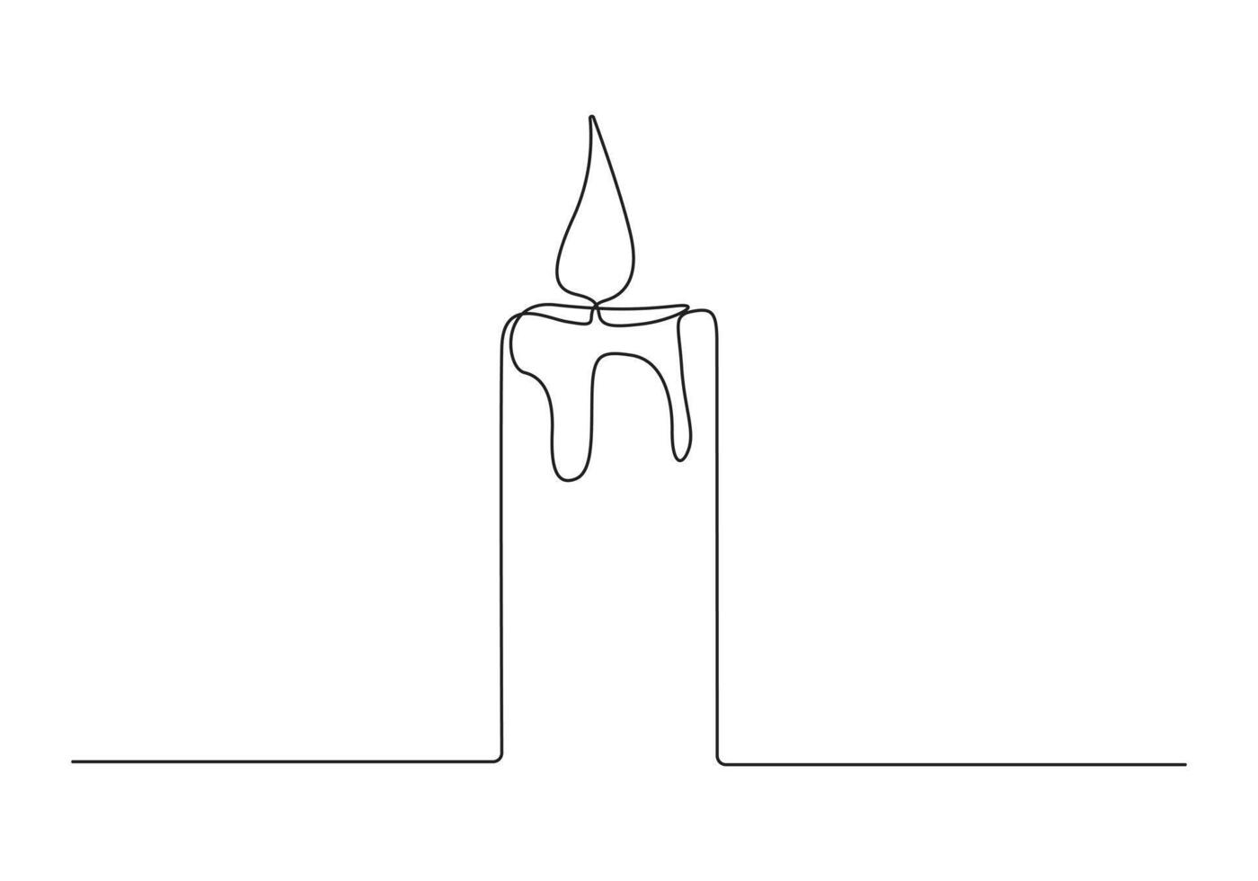 Burning candle continuous one line drawing premium illustration vector