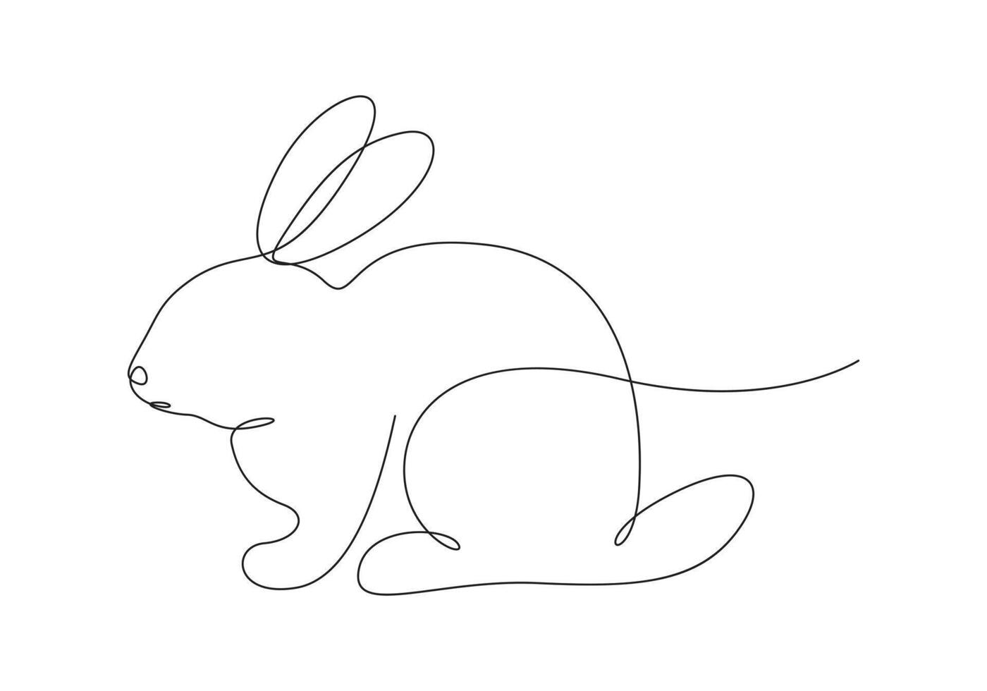Rabbit continuous one line drawing premium illustration vector
