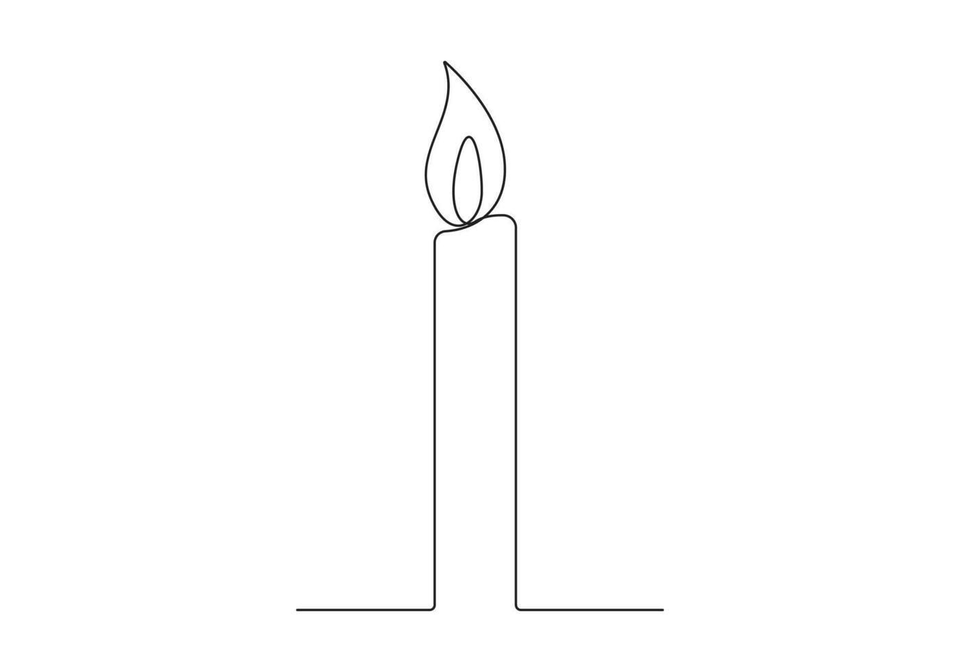 Burning candle continuous one line drawing premium illustration vector