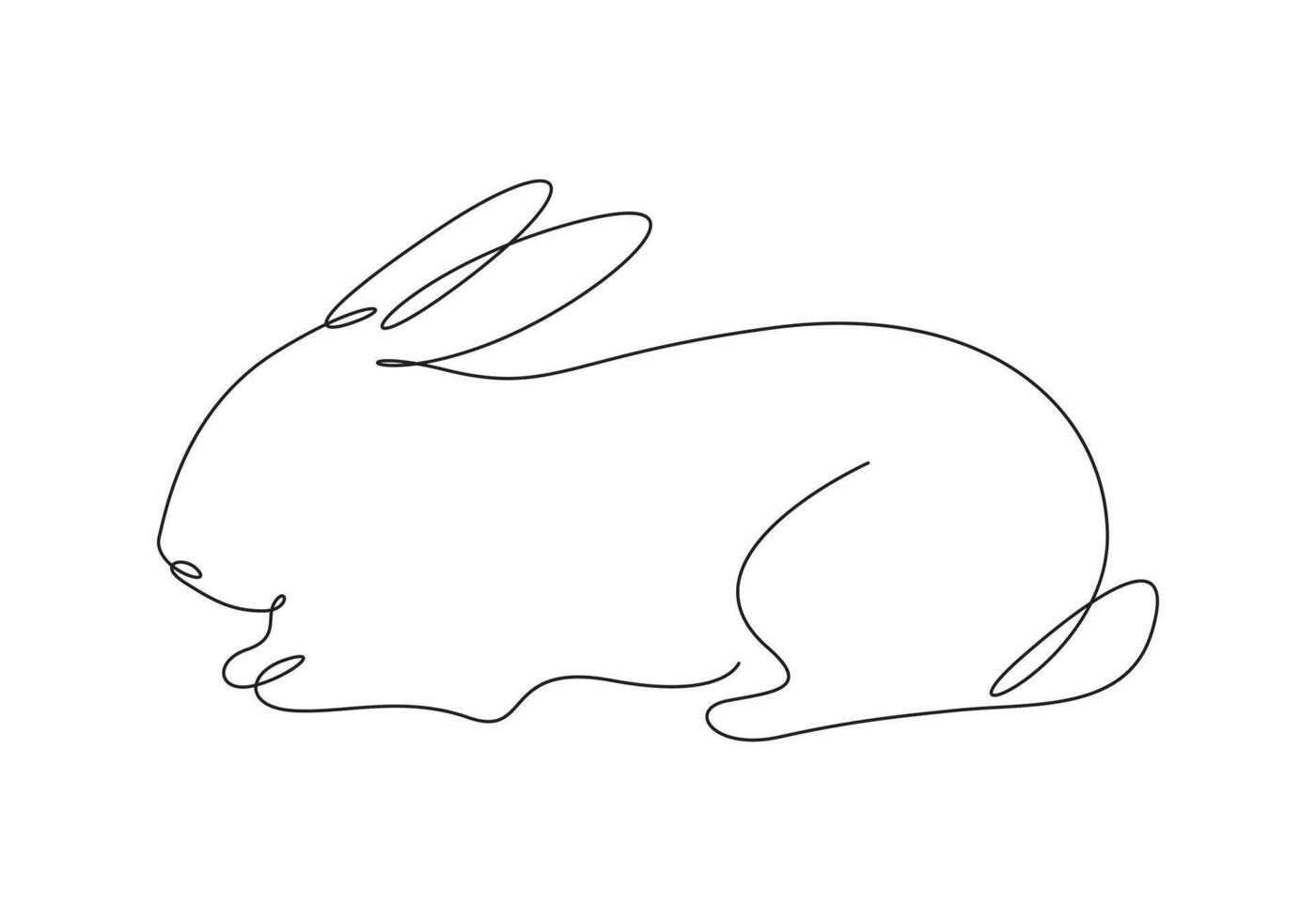 Rabbit continuous one line drawing premium illustration vector