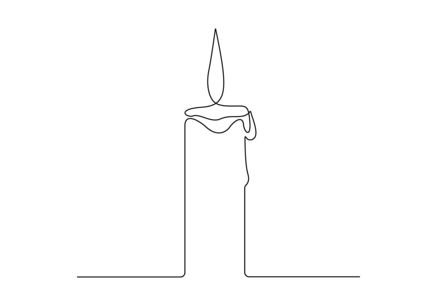 Burning candle continuous one line drawing premium illustration vector